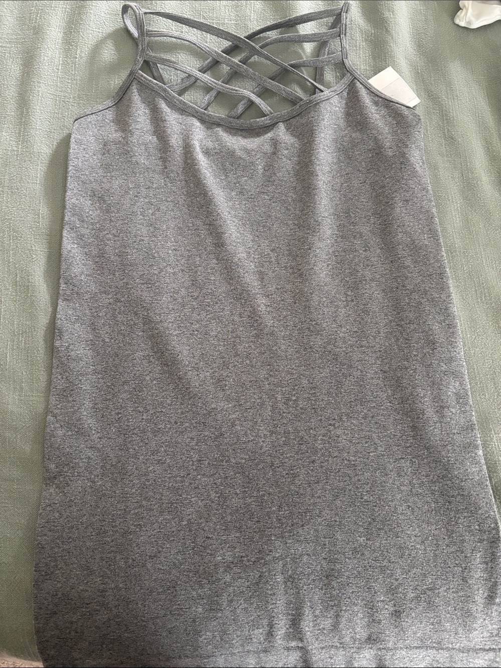 Gray Strappy Women’s Tank Top - Crisscross Front